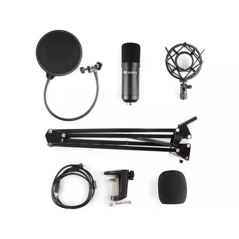Sandberg Streamer USB mikrofonų rinkinys, studijinis mikrofonas, -27 dB, 30 - 16000 Hz, 24 bit, 96 kHz, vienakryptis