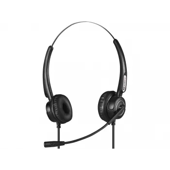 Sandberg USB+RJ9/11 Headset Pro Stereo laidinis ausinių komplektas biurui ir skambučių centrams, 20–7000 Hz, juodas