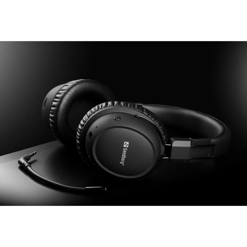 Sandberg Wireless Headset ANC FlexMic belaidės ausinės su mikrofono rankenėle, juodos
