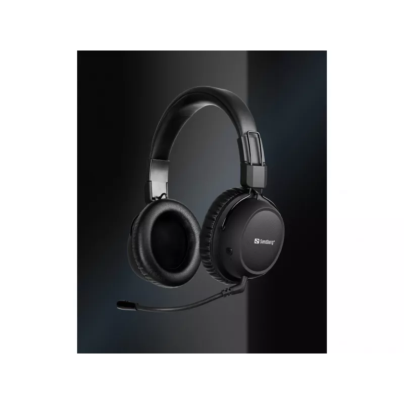 Sandberg Wireless Headset ANC FlexMic belaidės ausinės su mikrofono rankenėle, juodos