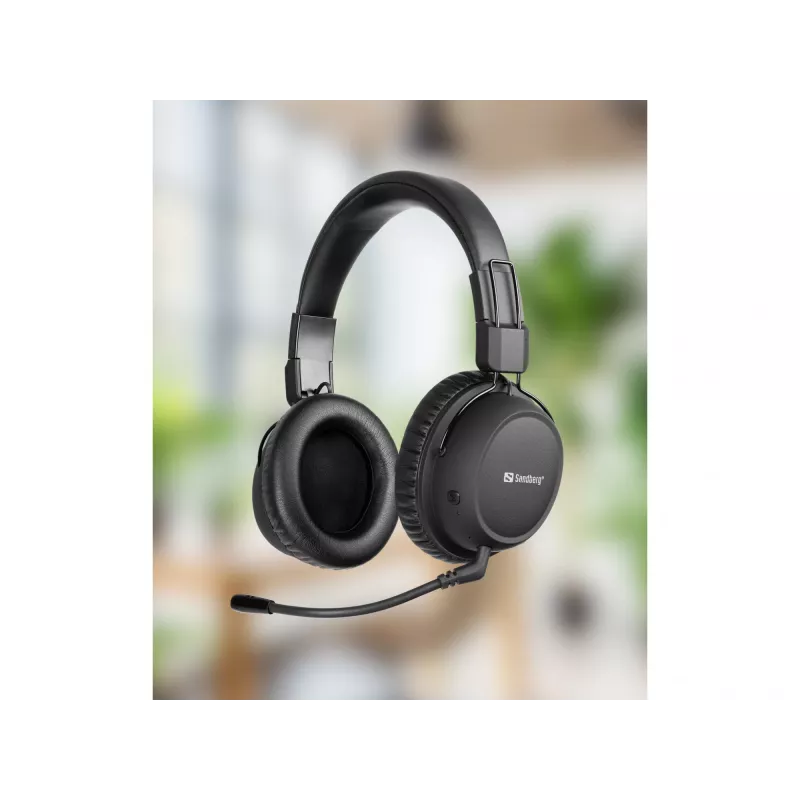 Sandberg Wireless Headset ANC FlexMic belaidės ausinės su mikrofono rankenėle, juodos