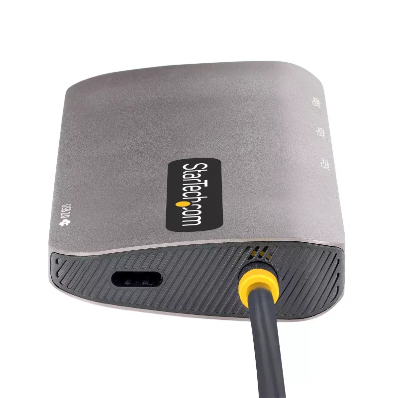StarTech.com USB-C kelių prievadų adapteris, 4K 60Hz HDMI vaizdas, 3 prievadų 5Gbps USB centras, 100W maitinimo perdavimas, GbE, 30 cm laidas, mini kelioninis dokas