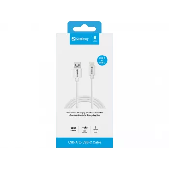 Sandberg USB-A į USB-C laidas 1 m, USB 3.2 Gen 1, baltas