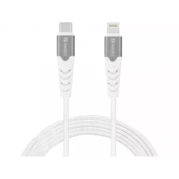 Sandberg USB-C PD į Lightning MFI 1M PRO laidas, 1 m, Lightning, USB C, vyriškas, vyriškas, baltas