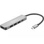 Sandberg USB-C Dock HDMI+3xUSB+PD 100W, pilkos spalvos, aliuminis