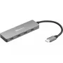 Sandberg USB-C į 4x USB-C centras, USB 3.2 Gen 1, 10 Gbit/s, pilka, aliuminis, 0,15 m