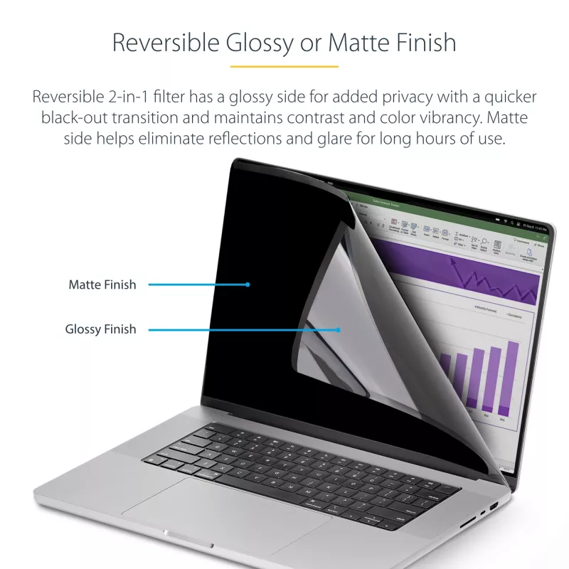 „StarTech.com“ privatumo ekrano apsauga, skirta 13 colių „MacBook Air M2/M3“, nuimama ir reversinė, antirefleksinė, magnetinė, su 51 % mėlynos šviesos mažinimu