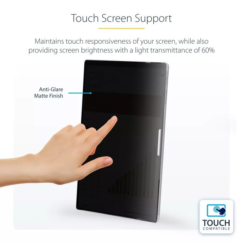 StarTech.com 4 krypčių privatumo ekrano apsauga, skirta 13 colių Surface Pro 8/9/X nešiojamam kompiuteriui, portreto / kraštovaizdžio režimai, liečiama, +/- 30° žiūrėjimo kampas, blokuoja iki 51 % mėlynos šviesos, anti-glare