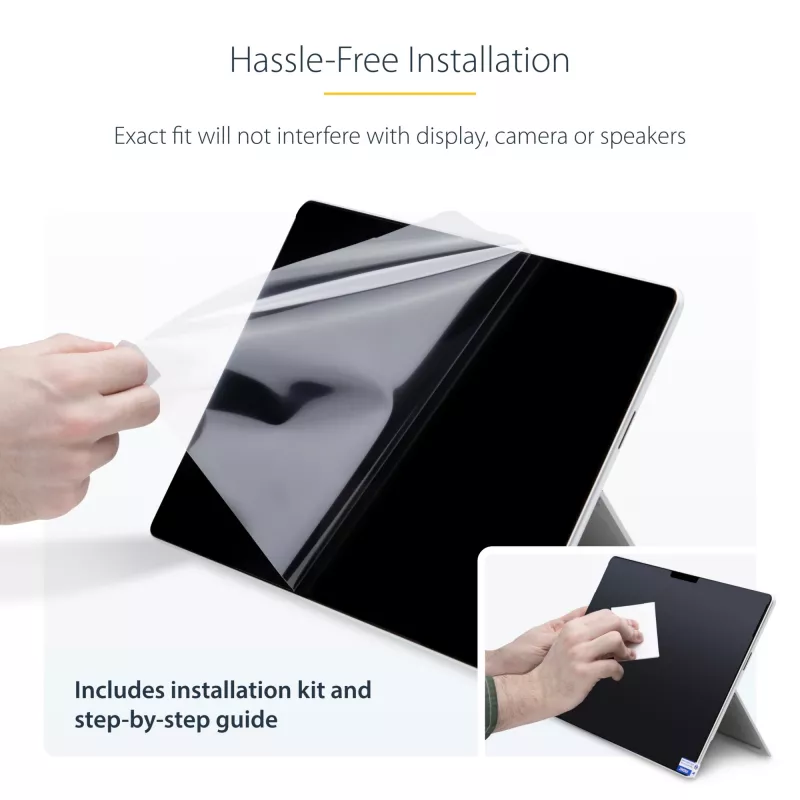 StarTech.com 4 krypčių privatumo ekrano apsauga, skirta 13 colių Surface Pro 8/9/X nešiojamam kompiuteriui, portreto / kraštovaizdžio režimai, liečiama, +/- 30° žiūrėjimo kampas, blokuoja iki 51 % mėlynos šviesos, anti-glare