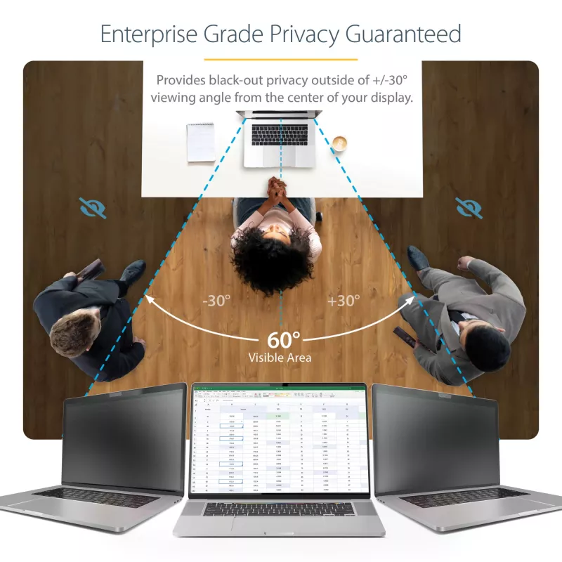StarTech.com privatumo ekrano apsauga, skirta 14 colių MacBook Pro 2021/2023, antirefleksinis filtras su 51 % mėlynos šviesos redukcija, ±30° žiūrėjimo kampas, reversinė matinė/blizgi pusė