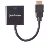 Manhattan HDMI į VGA keitiklio laidas, 1080p, 30 cm, vyriškas į moterišką, Micro-USB maitinimo įvestis, juodas, trejų metų garantija