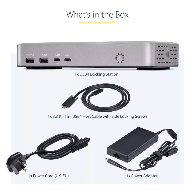 StarTech.com USB4 dokų stotelė dviem monitoriams, dviguba 4K 120Hz arba viena 8K 60Hz HDMI, 100W nešiojamojo kompiuterio įkrovimas, 2,5GbE, USB-C kelių monitorių dokas, be tvarkyklių