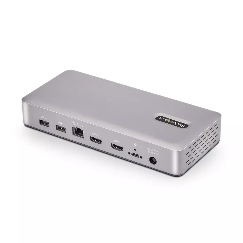 StarTech.com USB4 dokų stotelė dviem monitoriams, dviguba 4K 120Hz arba viena 8K 60Hz HDMI, 100W nešiojamojo kompiuterio įkrovimas, 2,5GbE, USB-C kelių monitorių dokas, be tvarkyklių