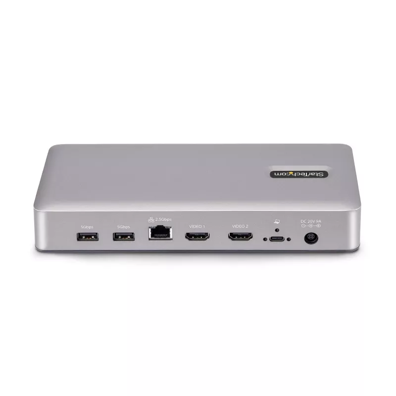 StarTech.com USB4 dokų stotelė dviem monitoriams, dviguba 4K 120Hz arba viena 8K 60Hz HDMI, 100W nešiojamojo kompiuterio įkrovimas, 2,5GbE, USB-C kelių monitorių dokas, be tvarkyklių