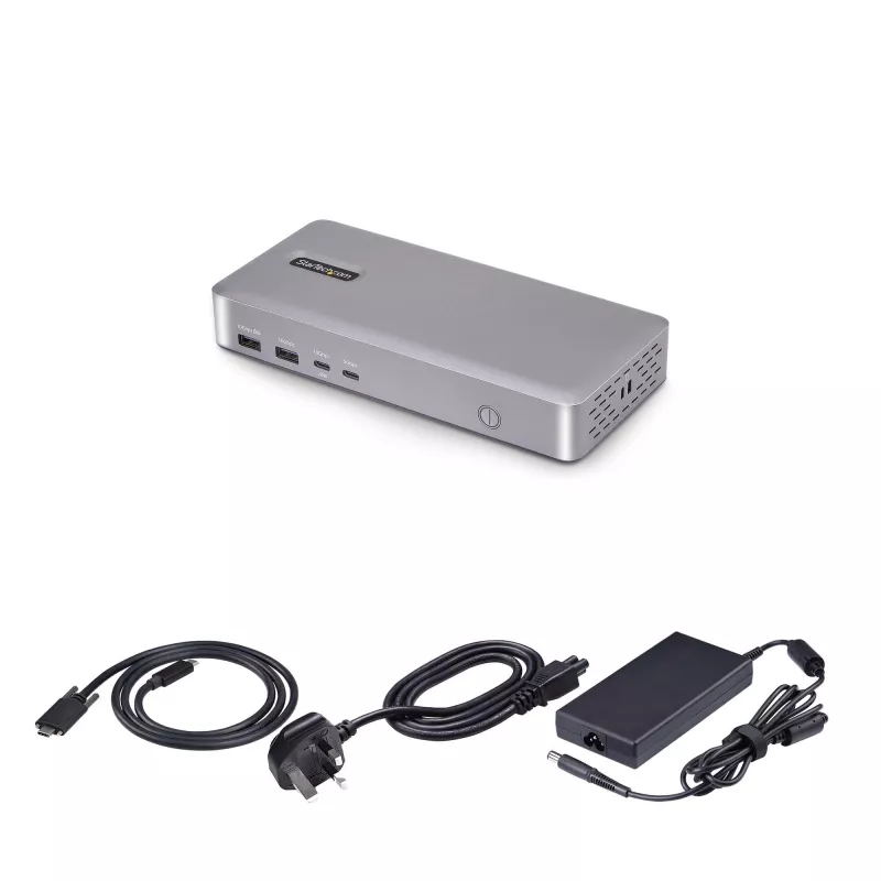 StarTech.com USB4 dokų stotelė dviem monitoriams, dviguba 4K 120Hz arba viena 8K 60Hz HDMI, 100W nešiojamojo kompiuterio įkrovimas, 2,5GbE, USB-C kelių monitorių dokas, be tvarkyklių