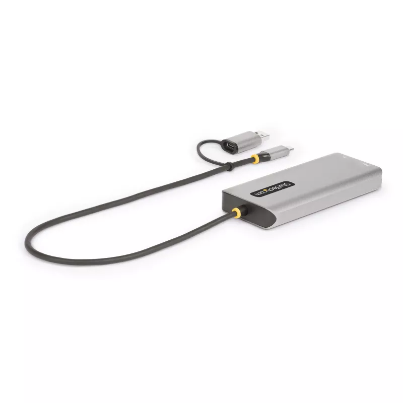 StarTech.com USB-C kelių prievadų adapteris su USB-C į USB-A mova, dvigubas HDMI (4K30Hz/1080p60Hz), 3x USB-A 5Gbps, mini kelioninis dokas, nešiojamojo kompiuterio dokavimo stotelė, 40 cm kabelis
