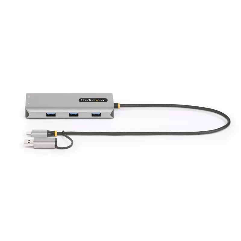 StarTech.com USB-C kelių prievadų adapteris su USB-C į USB-A mova, dvigubas HDMI (4K30Hz/1080p60Hz), 3x USB-A 5Gbps, mini kelioninis dokas, nešiojamojo kompiuterio dokavimo stotelė, 40 cm kabelis