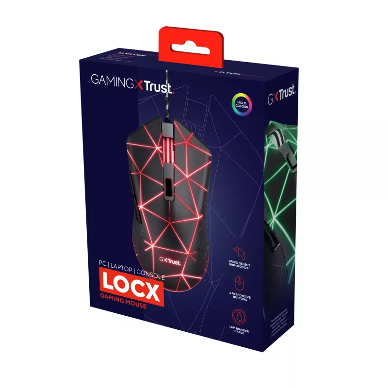 Trust GXT 133 Locx žaidimų pelė, dešinei rankai, USB-A, optinė, 4000 DPI