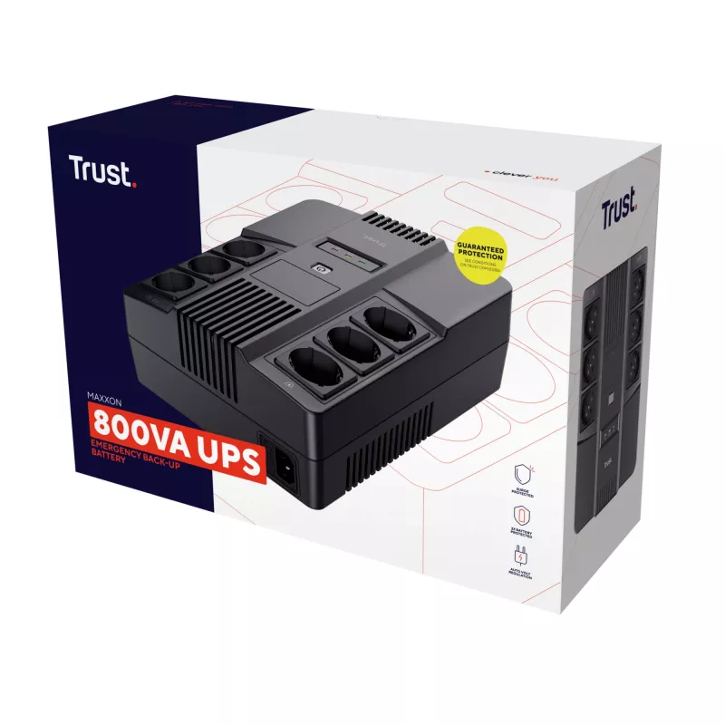 Trust Maxxon nepertraukiamo maitinimo šaltinis (UPS) 0,8 kVA 6 kištukinių lizdų
