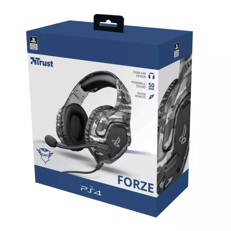 Trust GXT 488 Forze PS4 ausinės su laidu, galvos lankeliu, žaidimams, juodos, pilkos