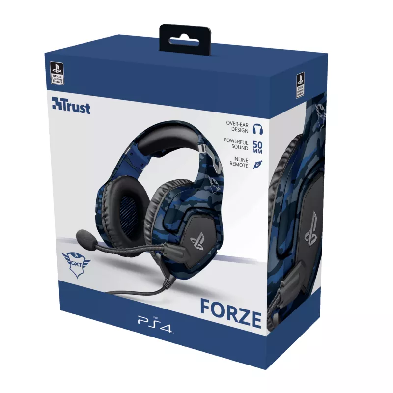 Trust GXT 488 Forze PS4 ausinės laidinės, lankelio, žaidimams, juodos, mėlynos