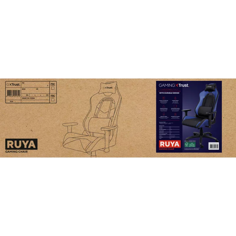 Trust GXT 714 RUYA universali žaidimų kėdė Mėlyna, Juoda