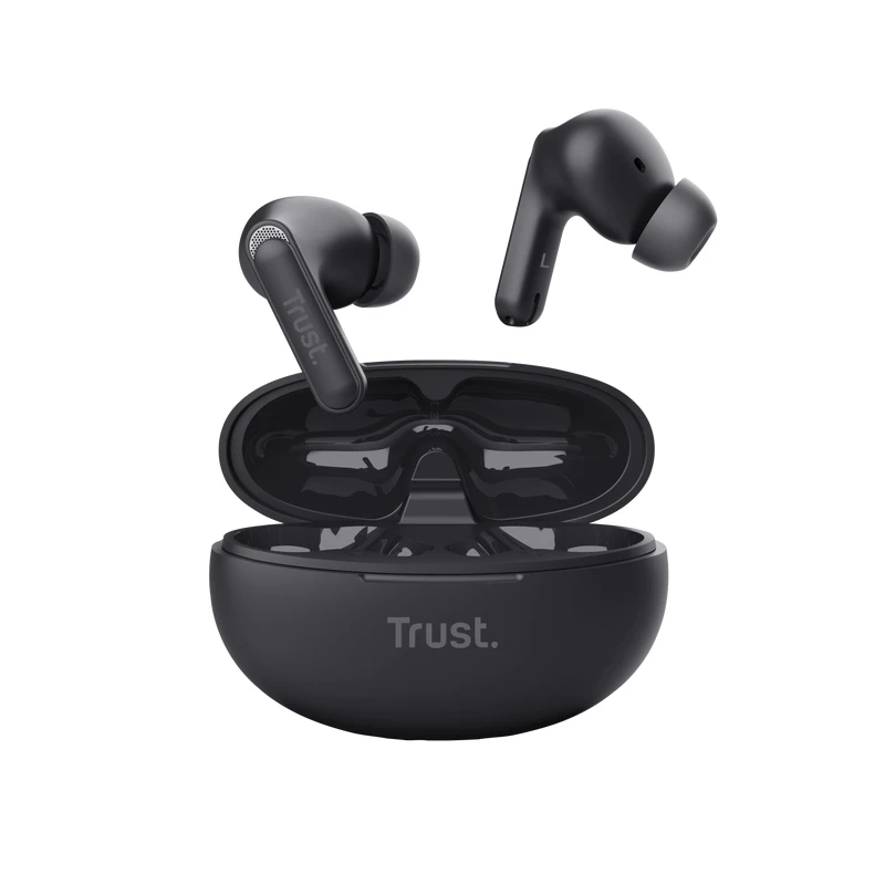 Trust Yavi belaidės ausinės True Wireless Stereo (TWS) į ausį, skambučiai/muzika, USB Type-C, Bluetooth, juodos