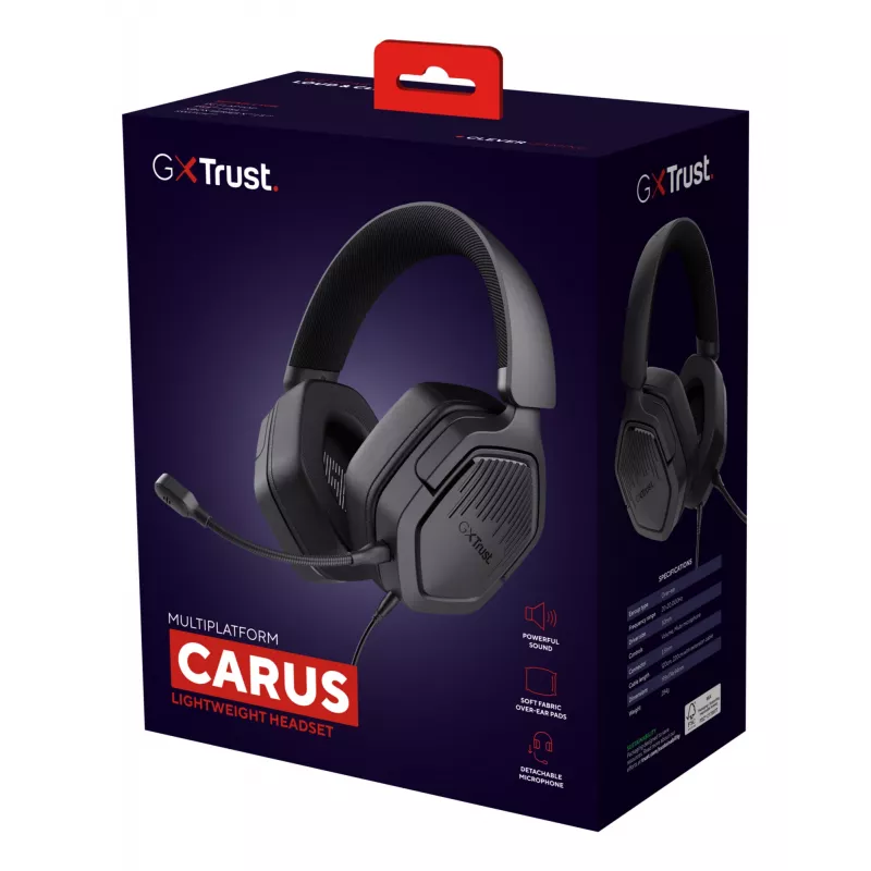 Trust GXT492 Carus ausinės žaidimams, laidinės, juodos