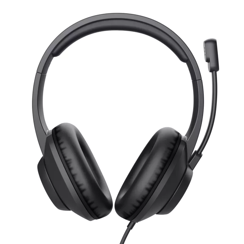 Trust Ayda Max USB ausinės su mikrofonu, laidinės, ant ausų, biurui/skambučių centrui, USB Type-C / USB Type-A, juodos