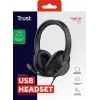 Trust Ayda Max USB ausinės su mikrofonu, laidinės, ant ausų, biurui/skambučių centrui, USB Type-C / USB Type-A, juodos