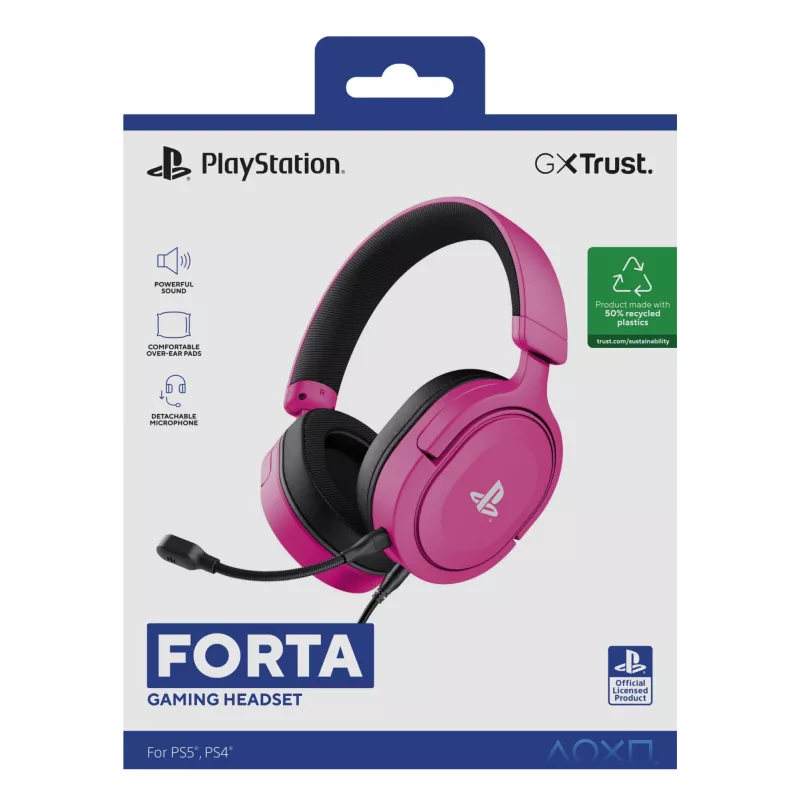 Ausinės Trust GXT 498P Forta laidinės, žaidimams, rausvos