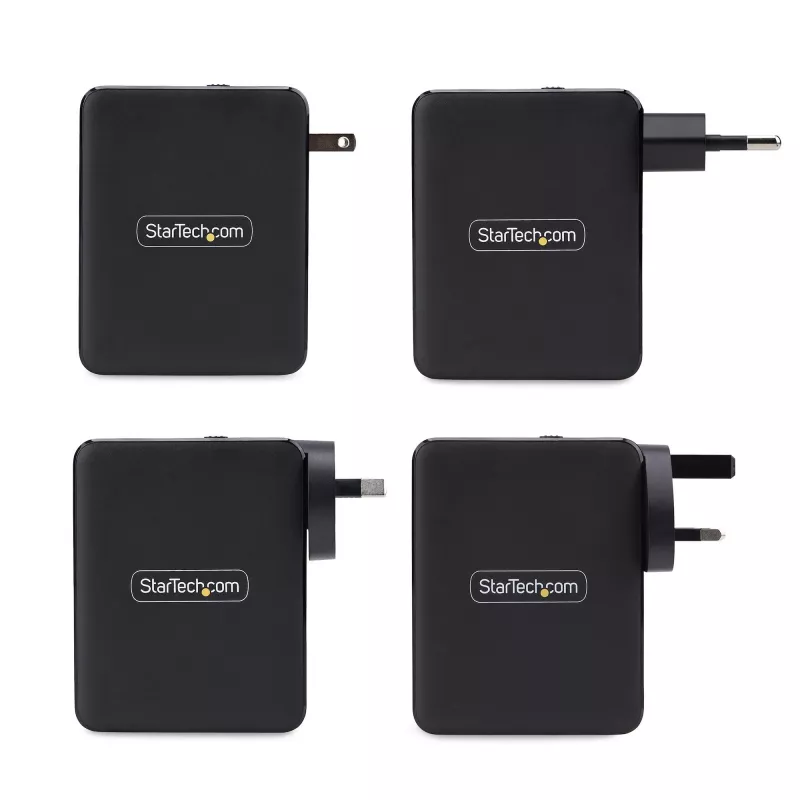 StarTech.com 140W USB-C sieninis įkroviklis, 3x USB-C/1x USB-A, PD 3.1 tarptautinis GaN maitinimo adapteris, skirtas MacBook/Dell XPS/Inspiron