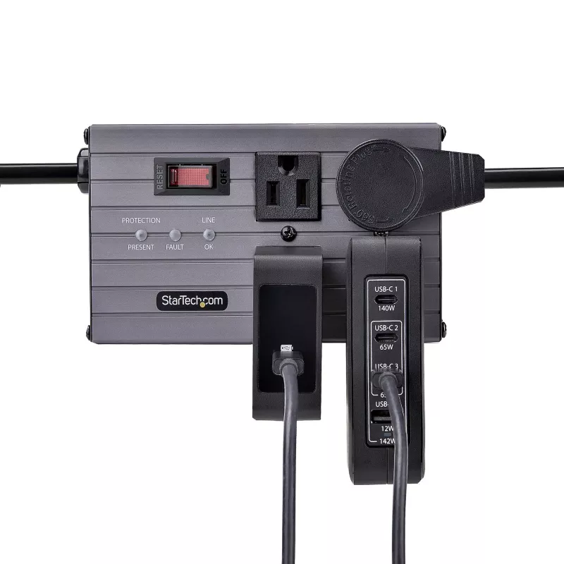 StarTech.com 140W USB-C sieninis įkroviklis, 3x USB-C/1x USB-A, PD 3.1 tarptautinis GaN maitinimo adapteris, skirtas MacBook/Dell XPS/Inspiron