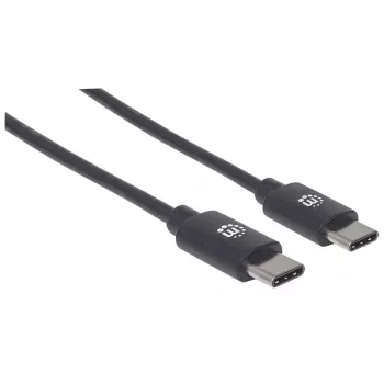 Manhattan USB-C į USB-C laidas, 3 m, Kištukas į Kištuką, Juodas, 480 Mb/s (USB 2.0), Greitas USB, Viso gyvenimo garantija