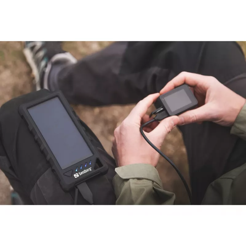 Sandberg Outdoor Solar Powerbank 16000, 16000 mAh, ličio jonų, juoda