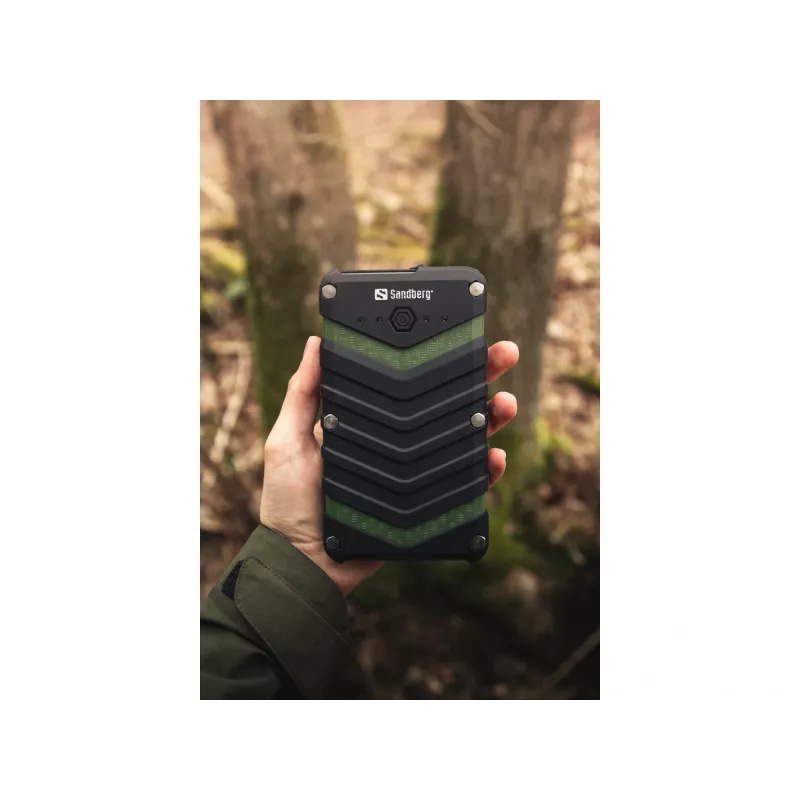 Sandberg Survivor Powerbank 20000, 20000 mAh, Li-Ion, juoda/žalia