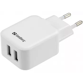 Sandberg AC Charger Dual USB 2.4+1A EU įkroviklis, vidaus, 2 USB prievadai, 5 V, juodas/baltas