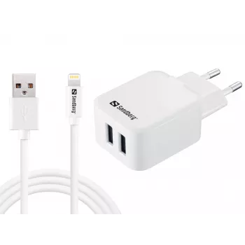Sandberg AC įkroviklis EU Lightning 2.4A, vidaus, AC, 5 V, balta