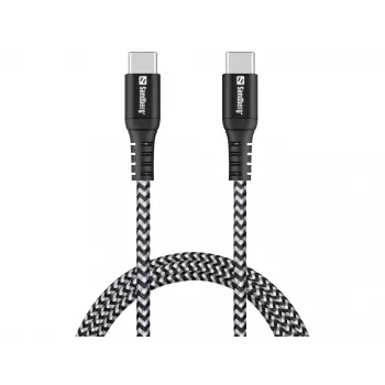 Sandberg Survivor USB-C Laidas 1M 100W, 1 m, USB C, USB C, USB 2.0, Juoda, Pilka