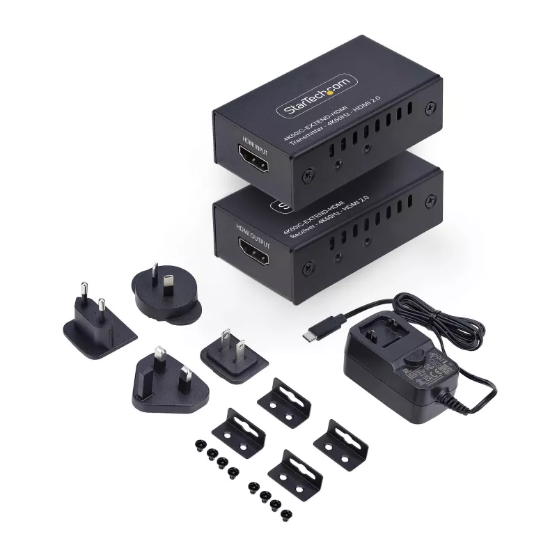 HDMI ilgintuvas per CAT5e/CAT6, 4K 60Hz, iki 60 m, siųstuvas ir imtuvas, maitinimas per kabelį, kompaktiškas