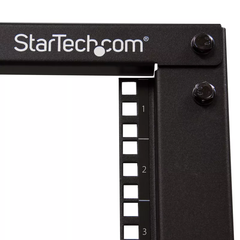 StarTech.com 4-Post 12U mobilus atviro rėmo serverių stovas, keturių stulpų 19 colių tinklo stovas su ratukais, reguliuojamo gylio riedantis stovas kompiuterinei/AV/duomenų/IT įrangai – ratukai, niveliavimo kojelės arba tvirtinimas prie grindų