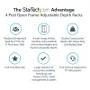 StarTech.com 4-Post 25U mobilus atviro rėmo serverio stovas, keturių stulpų 19 colių tinklo stovas su ratukais, reguliuojamo gylio riedantis stovas kompiuterinei/AV/duomenų/IT įrangai – ratukai, išlyginimo kojelės arba tvirtinimas prie grindų