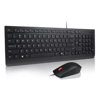 Lenovo Essential Wired Combo Black US Euro klaviatūra su pele, USB, juoda