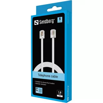 Sandberg telefono laidas RJ11-RJ11 1,8 m, baltas
