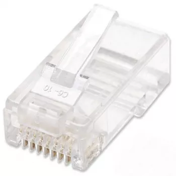 Intellinet RJ45 kištukai, Cat6, UTP, 2 danteliai, vytai gyslai, 15 µ auksuoti kontaktai, 100 vnt. pakuotė