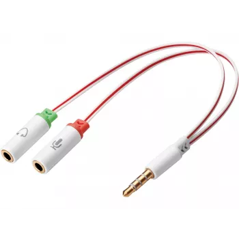 Sandberg keitiklis ausinėms Dual-Single, 3,5 mm TRS, kištukas, lizdas, baltas