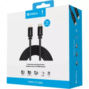 Sandberg HDMI 2.0 kabelis 19M-19M, 10 m, juodas