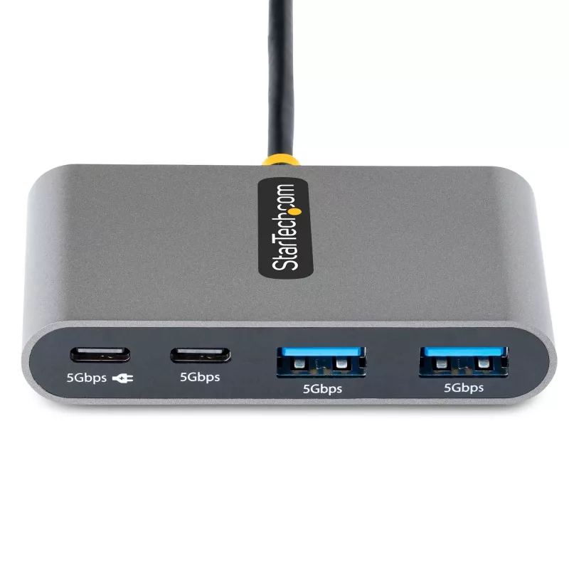 StarTech.com 4 prievadų USB-C šakotuvas su 100W Power Delivery perdavimu - 2x USB-A + 2x USB-C - USB 3.0 5Gbps - 30 cm ilgio kabelis - Nešiojamas USB Type-C į USB-A/C šakotuvas