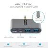 StarTech.com 4 prievadų USB-C šakotuvas su 100W Power Delivery perdavimu - 2x USB-A + 2x USB-C - USB 3.0 5Gbps - 30 cm ilgio kabelis - Nešiojamas USB Type-C į USB-A/C šakotuvas