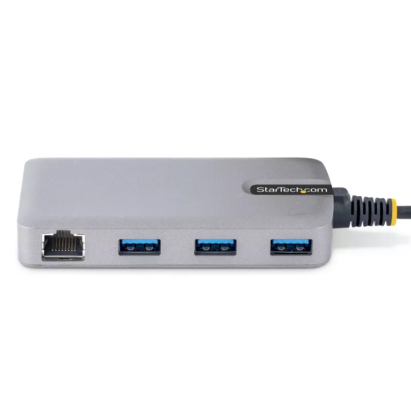 StarTech.com 3 prievadų USB-C centras su Ethernet - 3x USB-A prievadai, Gigabit Ethernet RJ45, USB 3.0 5Gbps, maitinamas iš magistralės, 30 cm kabelis - nešiojamas USB Type-C adapteris su GbE